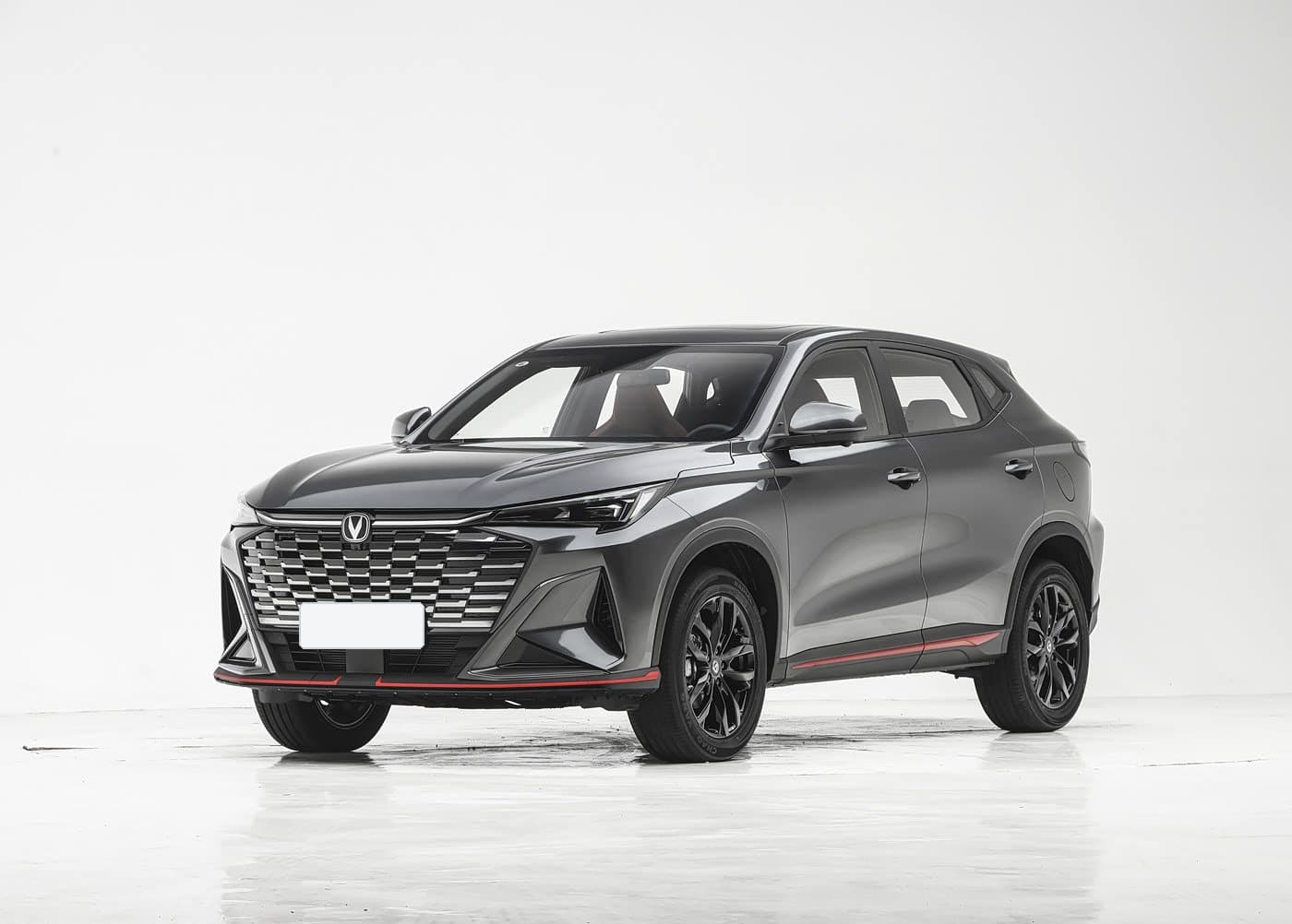 2026 Changan X5 Plus in Interstellar Grey, front three-quarter view — compact SUV for export
